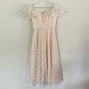 Carmen Marc Valvo pink midi dress